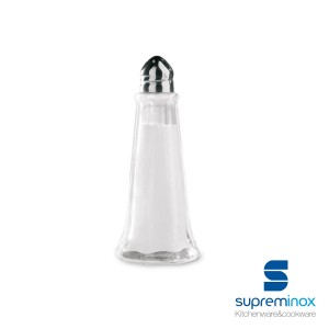 pyramidal glass salt shaker with stainless steel lid