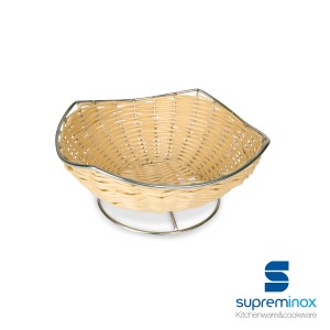 oval poly-rattan basket with steel base
