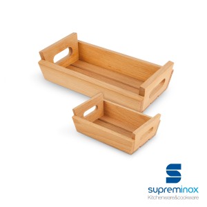 small wooden box with handles