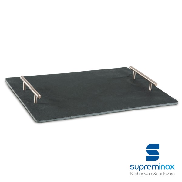 40cm x 20cm Handles Stainless Steel Slate Premier Housewares Serving Tray 