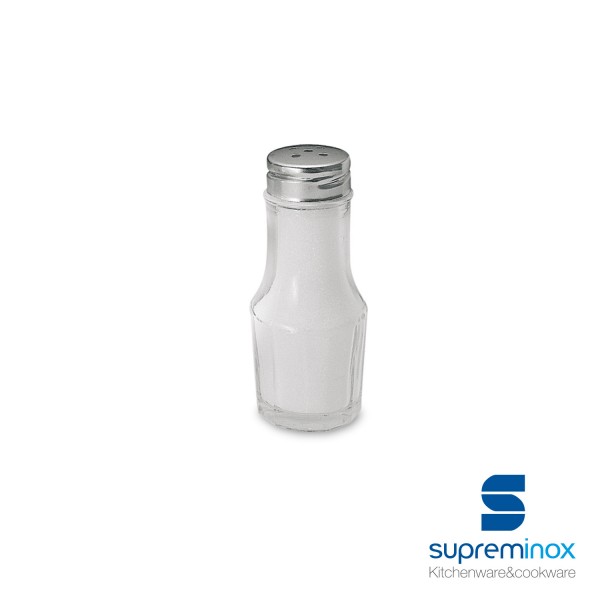 glass salt and pepper shaker with stainless steel lid