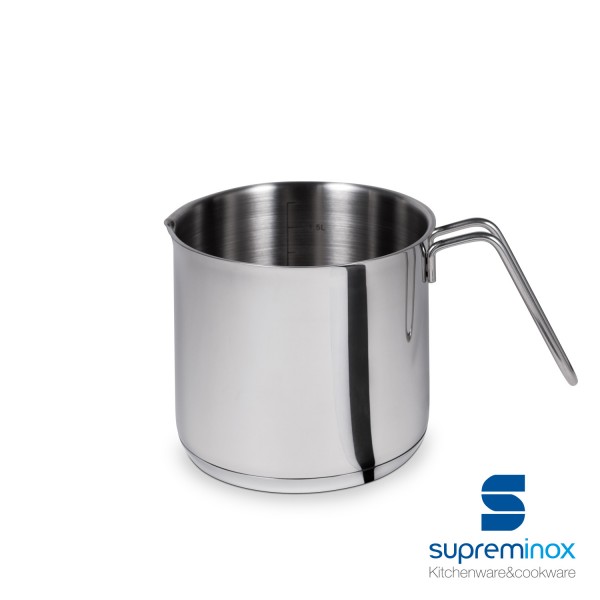 Silit Milk Pot 14 cm Diameter Approx 1.7 litres with Polished Agate Rim Glass Lid Stainless Steel Suitable for Induction Cookers Dishwasher Safe 